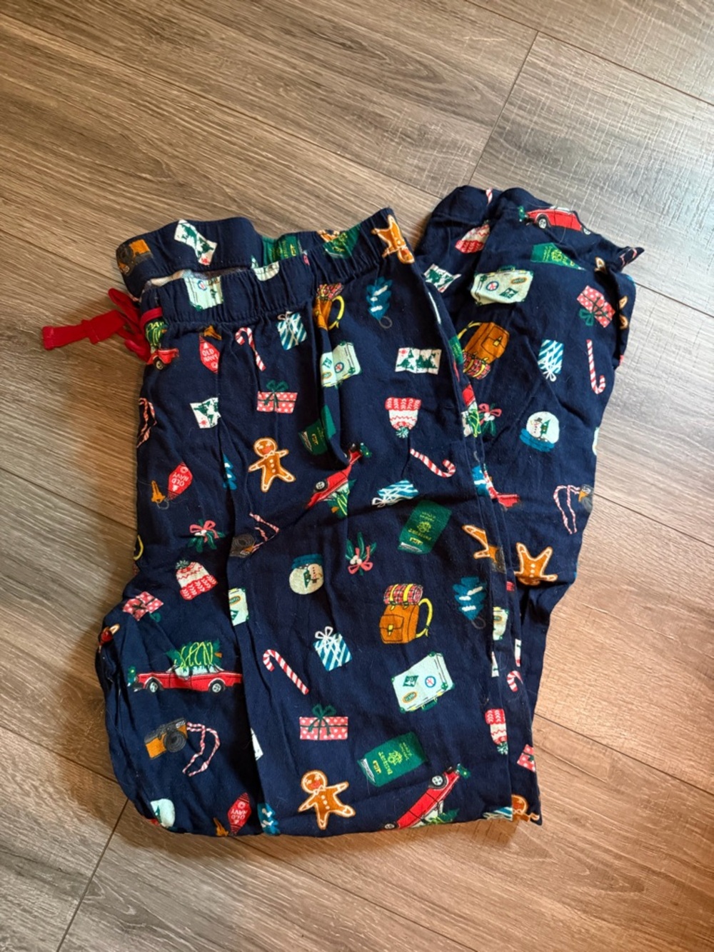 Old Navy Christmas Holiday Navy Lounge Pants with Red & Orange Holiday Accents